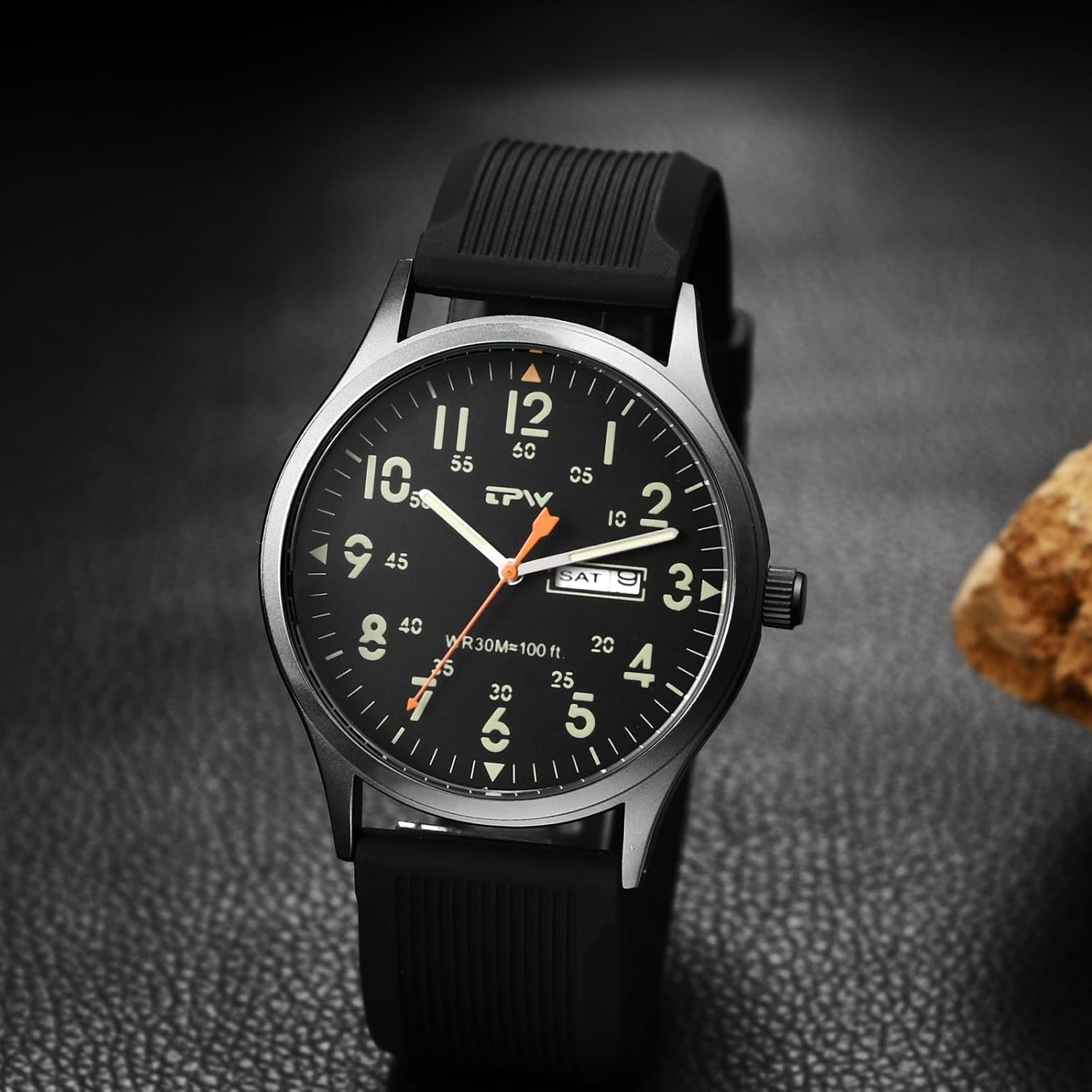 JewelryWe Men's Military Silicone Band Watch Date Display Luminous Hands - Image 4