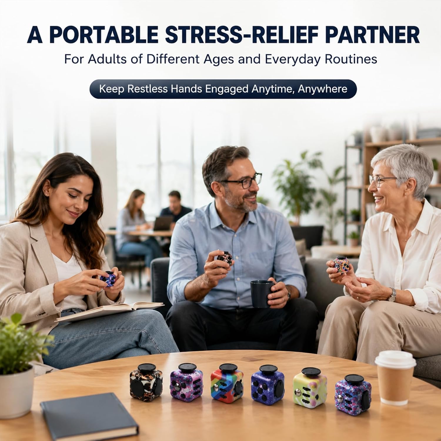 6-Pack Fidget Cube for Adults, Multi-Sided Sensory Anxiety Relief Toys with Silent & Audible Modes, Infinity Cube Handheld Gadgets for ADD/ADHD/OCD, Fidget Gadgets Focus & Relaxation - Image 4