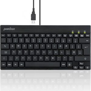 Perixx PERIBOARD-326 Wired USB Mini Backlit Keyboard, Quiet Typing Design, QWERTY UK