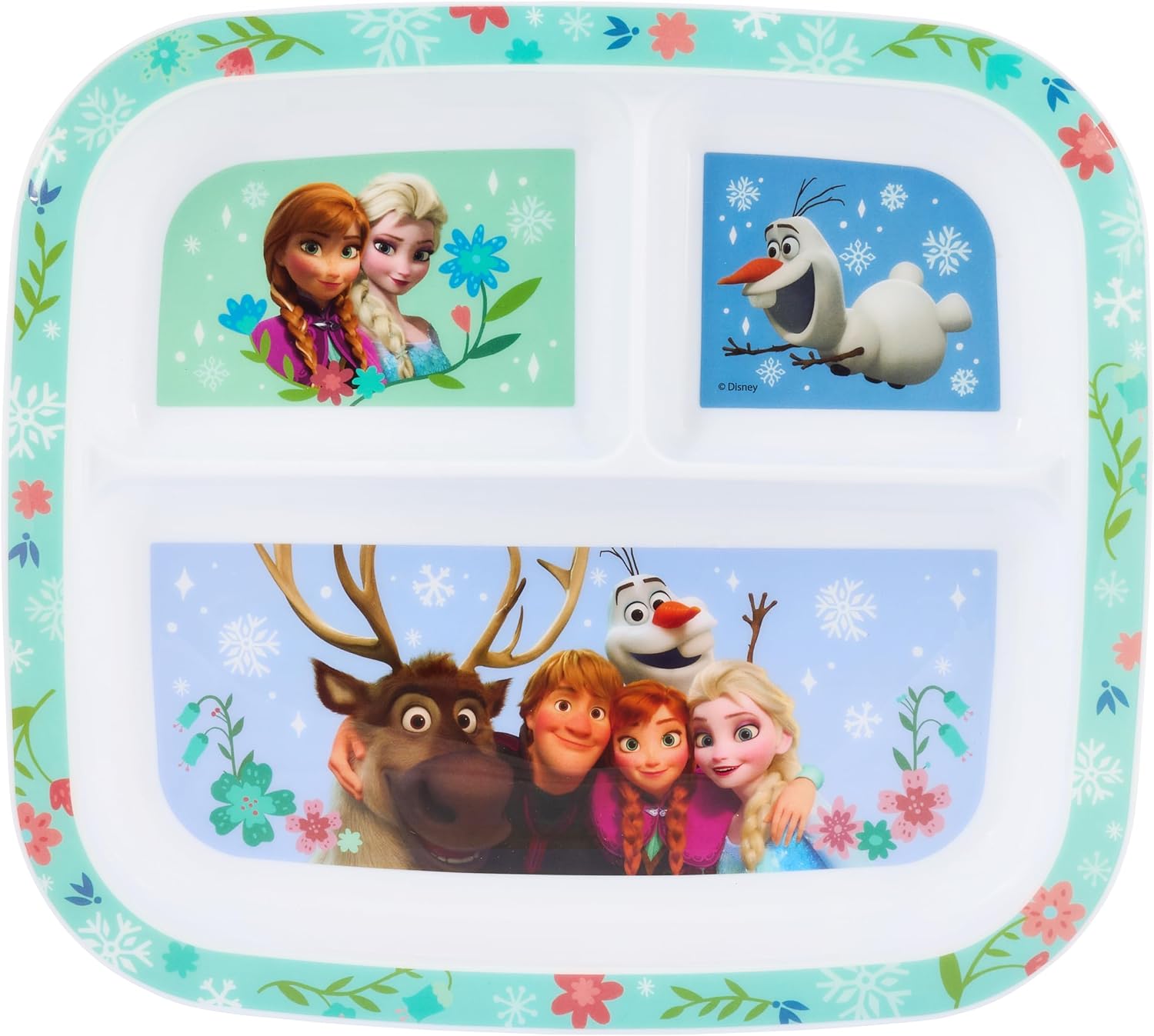 Disney Frozen 3-Section Children's Divided Plate - BPA-Free, Durable & Colourful Dining for Children, Perfect for Balanced Meals - 36 Months Up