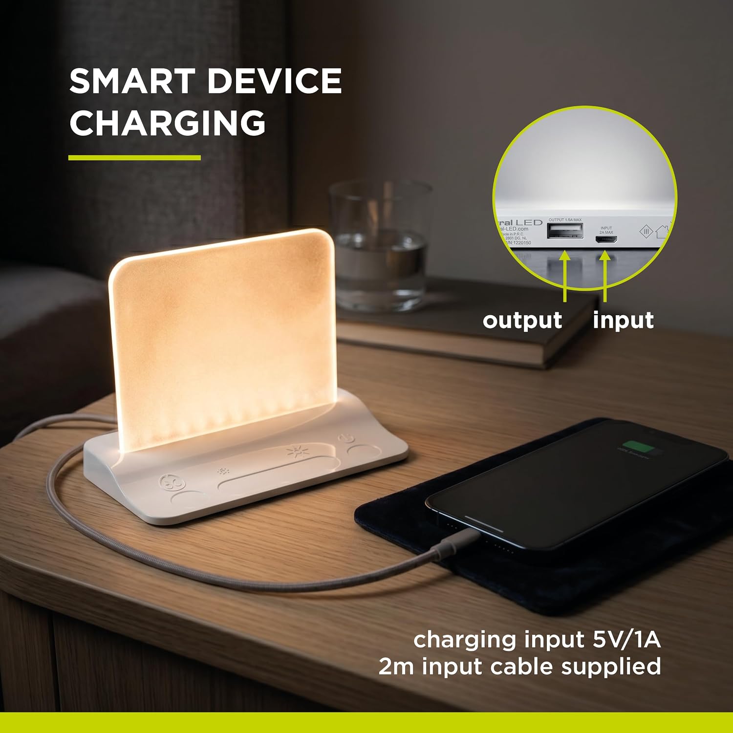 Integral LED Touch Glow Night Lamp with Dimming Control | In-Built USB Port for Device Charging | 60 Minute Auto Sleep Timer | Bedroom Night Light for Baby, Children, Nursery, Bedside Table - White - Image 5