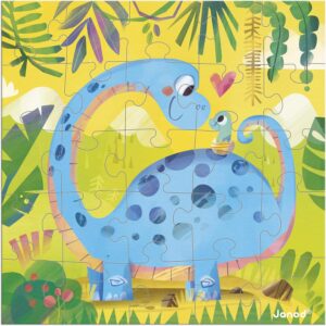 Janod – Puzzle Greeting Card – 25-piece Dinosaur Puzzle Gift Card + 1 note + 1 envelope – Ideal for birthdays – Ages 3+