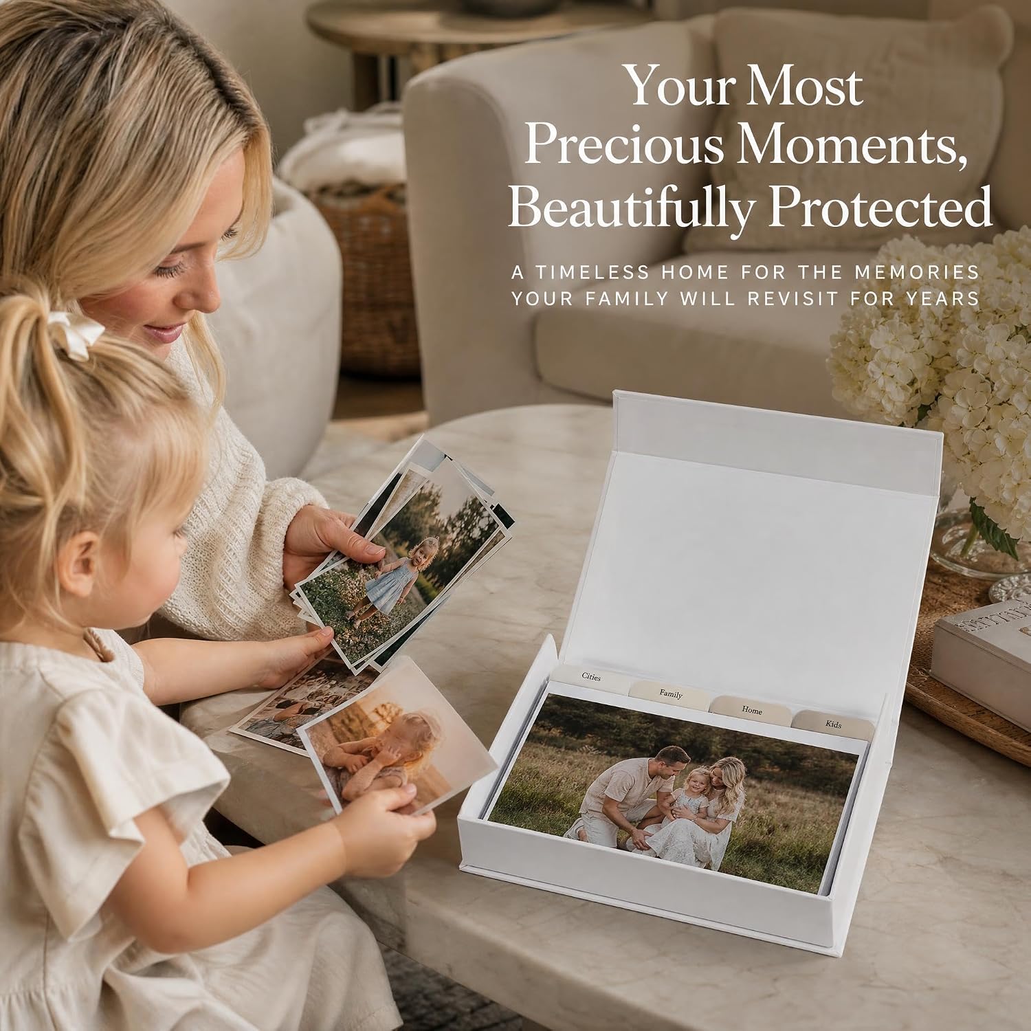 ZICOTO Decorative Photo Storage Box Set of 5 for 4x6 Pictures with Dividers - Image 4