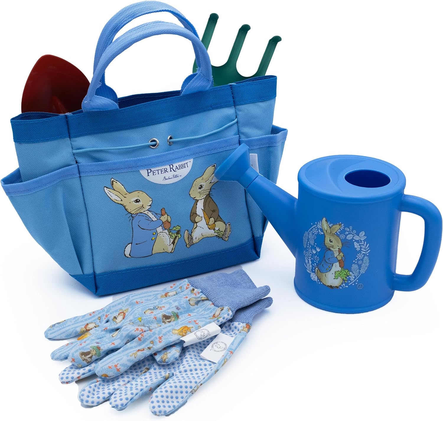 Peter Rabbit Children’s Gardening Set | 5 Piece Kids Garden Tool Kit | Watering Can, Rake, Spade, Gloves & Carry Bag | Official Licensed Gift