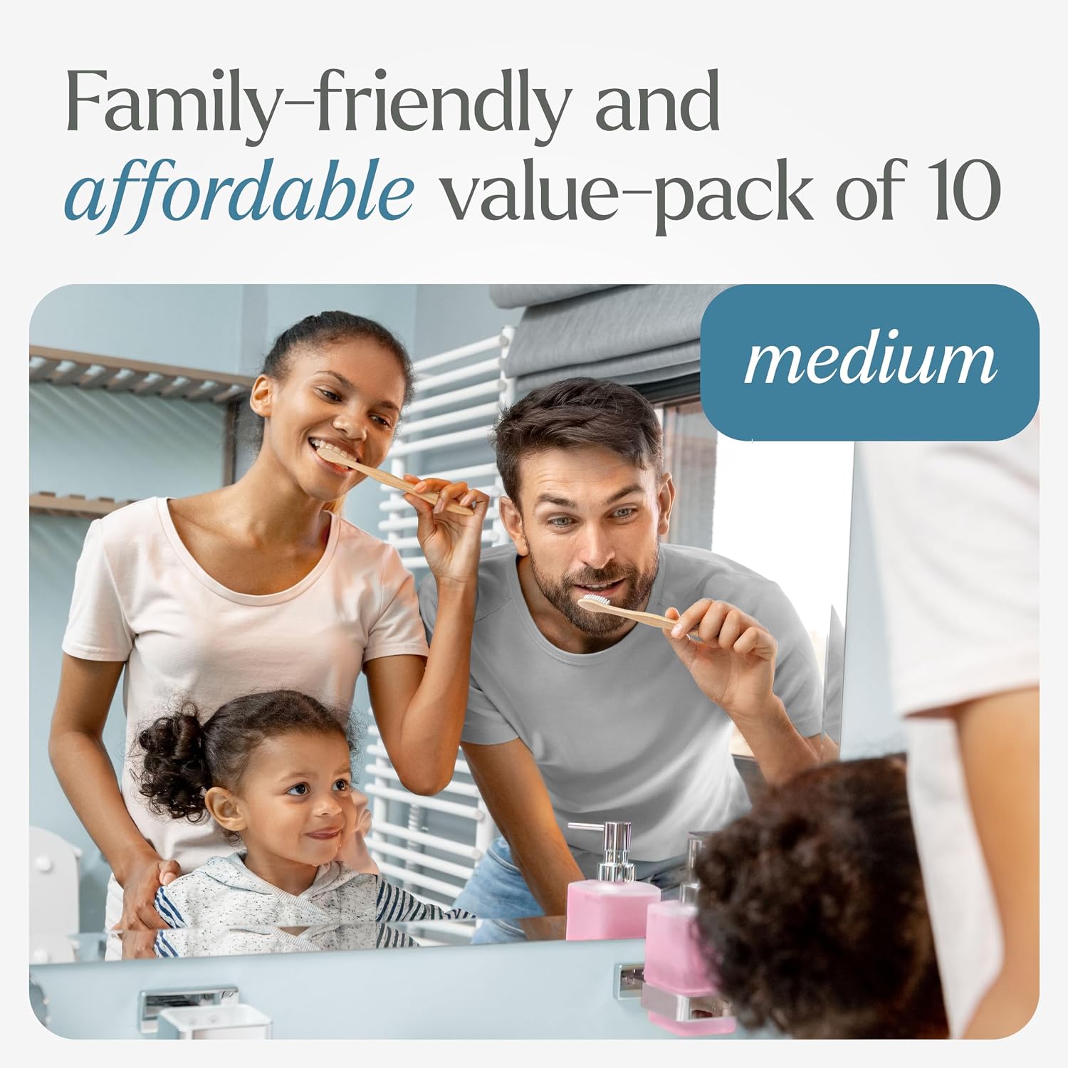 VIVAGO Bamboo Toothbrushes Medium Bristles 10 Pack - Plant-Based Medium Bristles Toothbrushes for Adults - Eco-Friendly, Natural Wooden Toothbrush - Image 7