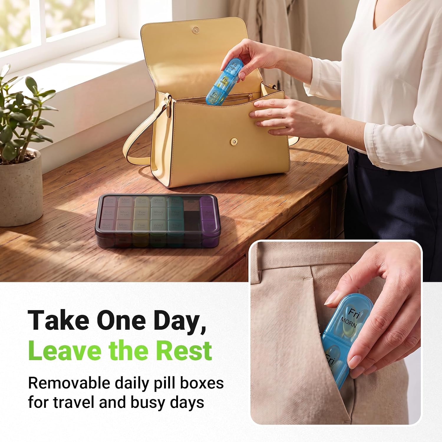 Daviky Weekly Pill Organiser 3 Times a Day, Large 7 Day Removable Pill Box - Image 4