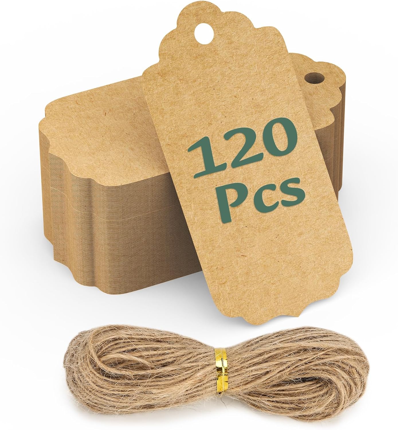 120PCS Gift Tags 5x10CM Kraft Paper Blank Labels with String & 30M