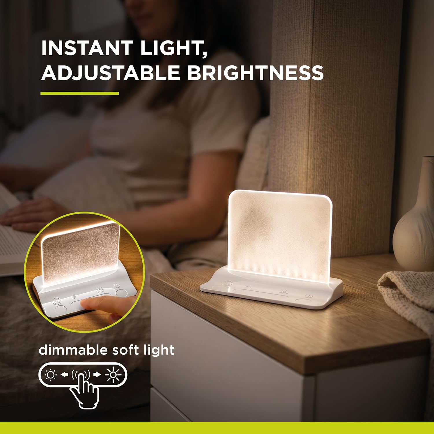 Integral LED Touch Glow Night Lamp with Dimming Control | In-Built USB Port for Device Charging | 60 Minute Auto Sleep Timer | Bedroom Night Light for Baby, Children, Nursery, Bedside Table - White - Image 3