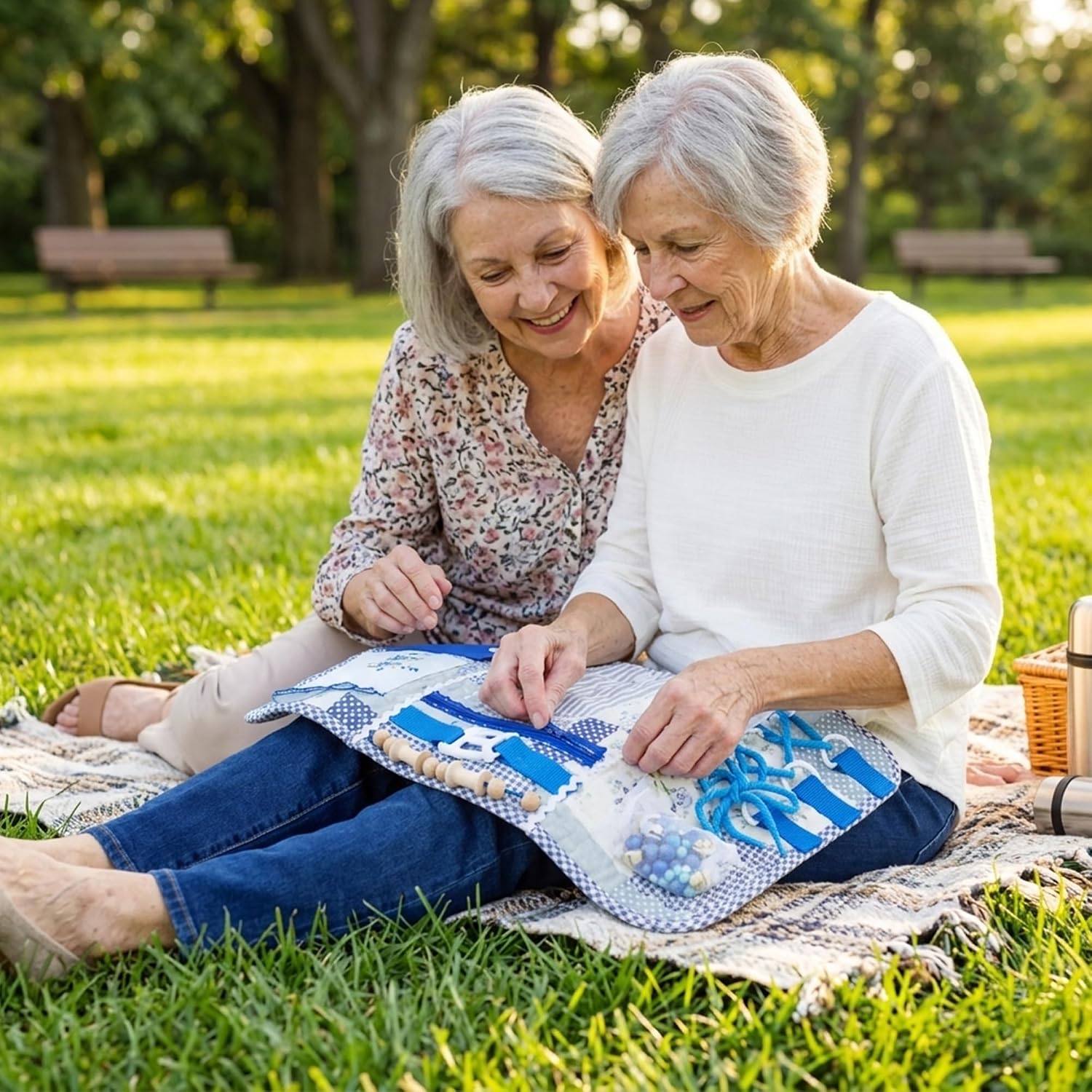 Fidget Blanket for Adults with Dementia w/Ten Dementia Gadgets & Activities, Best Gifts for Dementia Patients, 20 X 12 in, Blue Busy Blanket for Dementia Patients, Dementia Activities for Seniors - Image 9