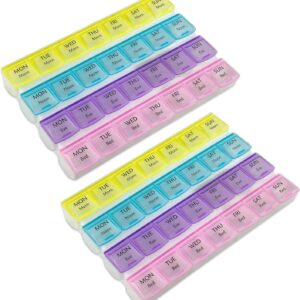 Monthly Pill Organizers – (Pack of 2) 28 Day Monthly Pill Planner to Separate Pills & Vitamins Week to Week, Travel Medication Reminder Daily Monday to Sunday Compartments