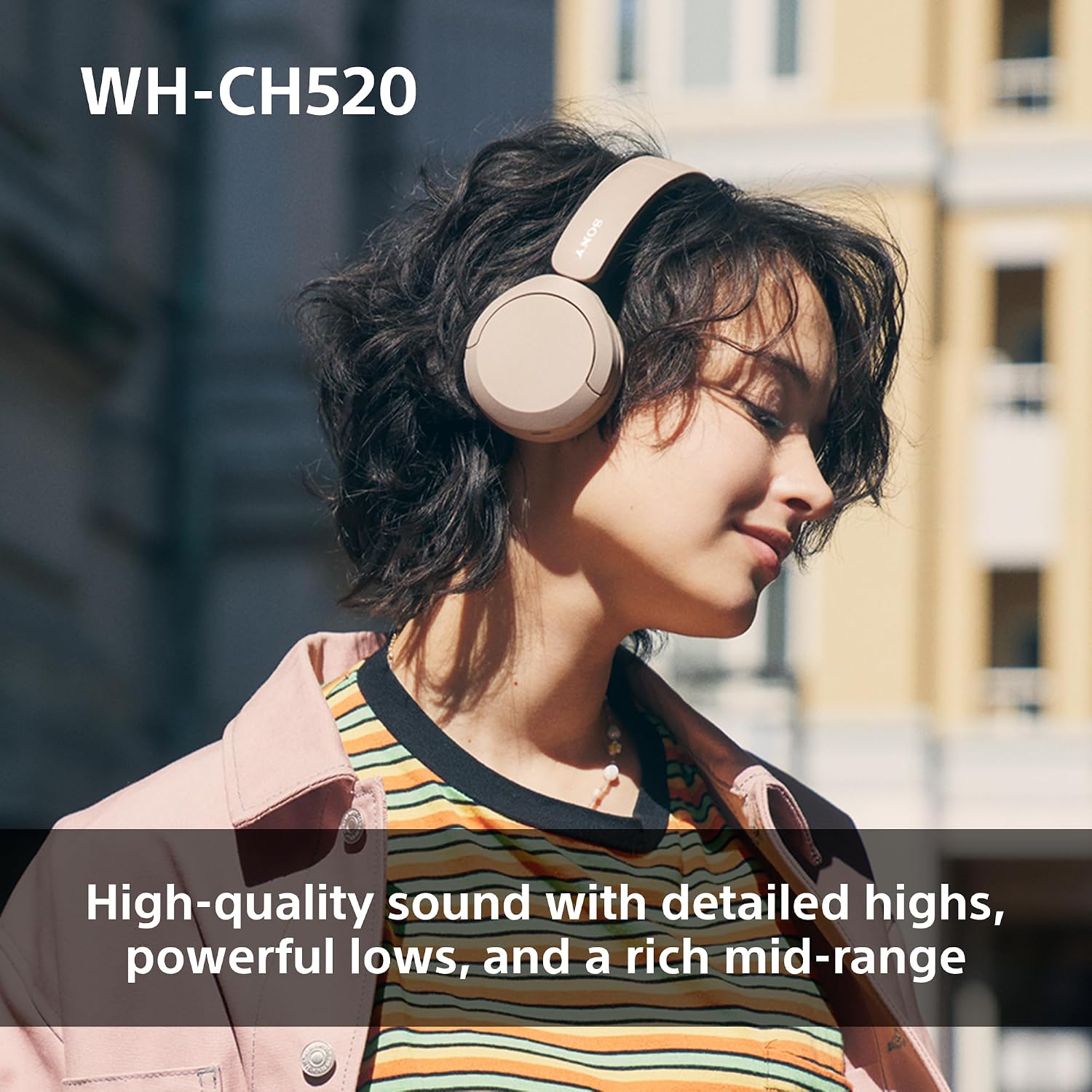 Sony WH-CH520 Wireless Bluetooth On-Ear Headphones, Lightweight Design, Up to 50hr Battery Life, Quick Charge, EQ, Clear Call Quality, iOS & Android - Beige - Image 4