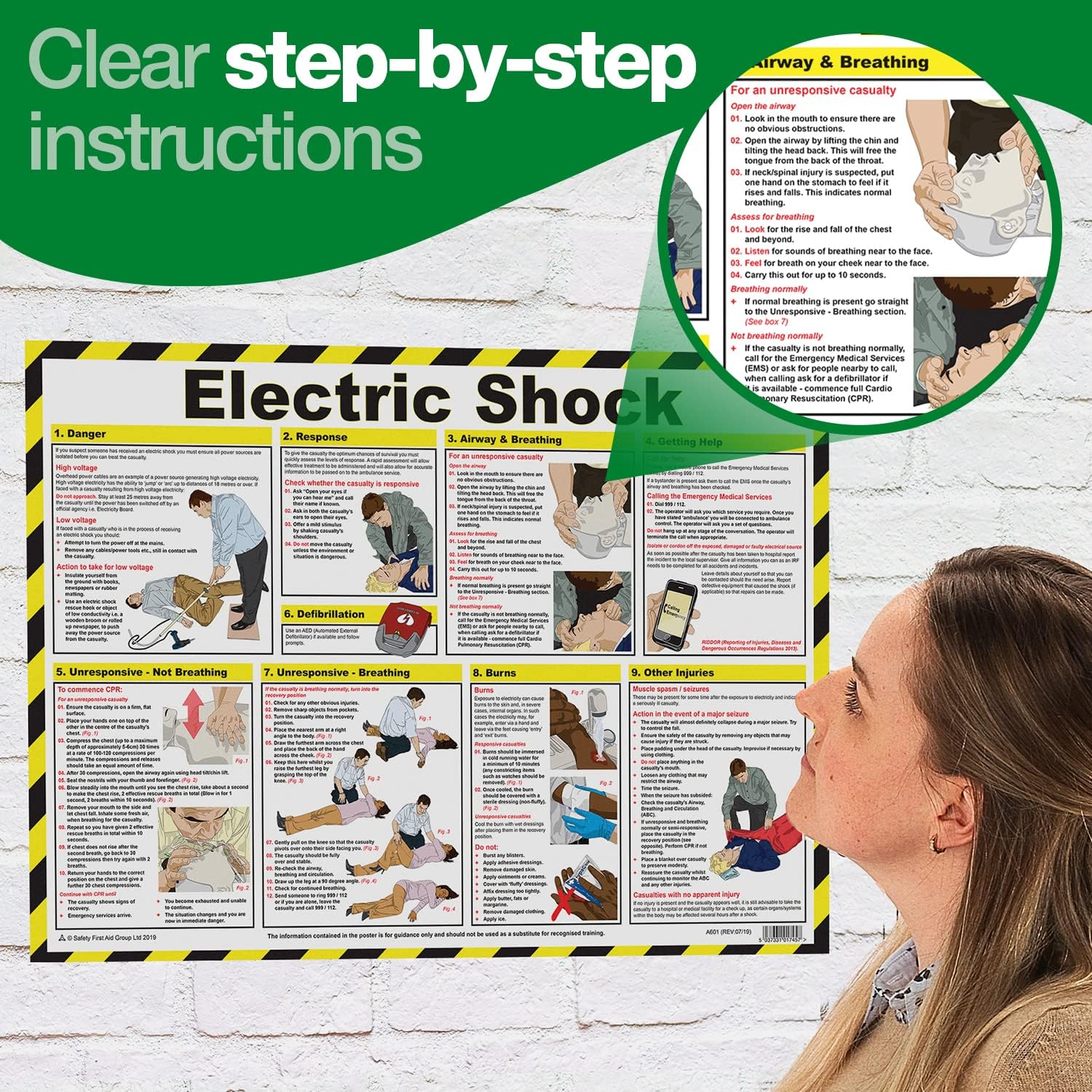Safety First Aid Electric Shock Poster, A2 - Image 3