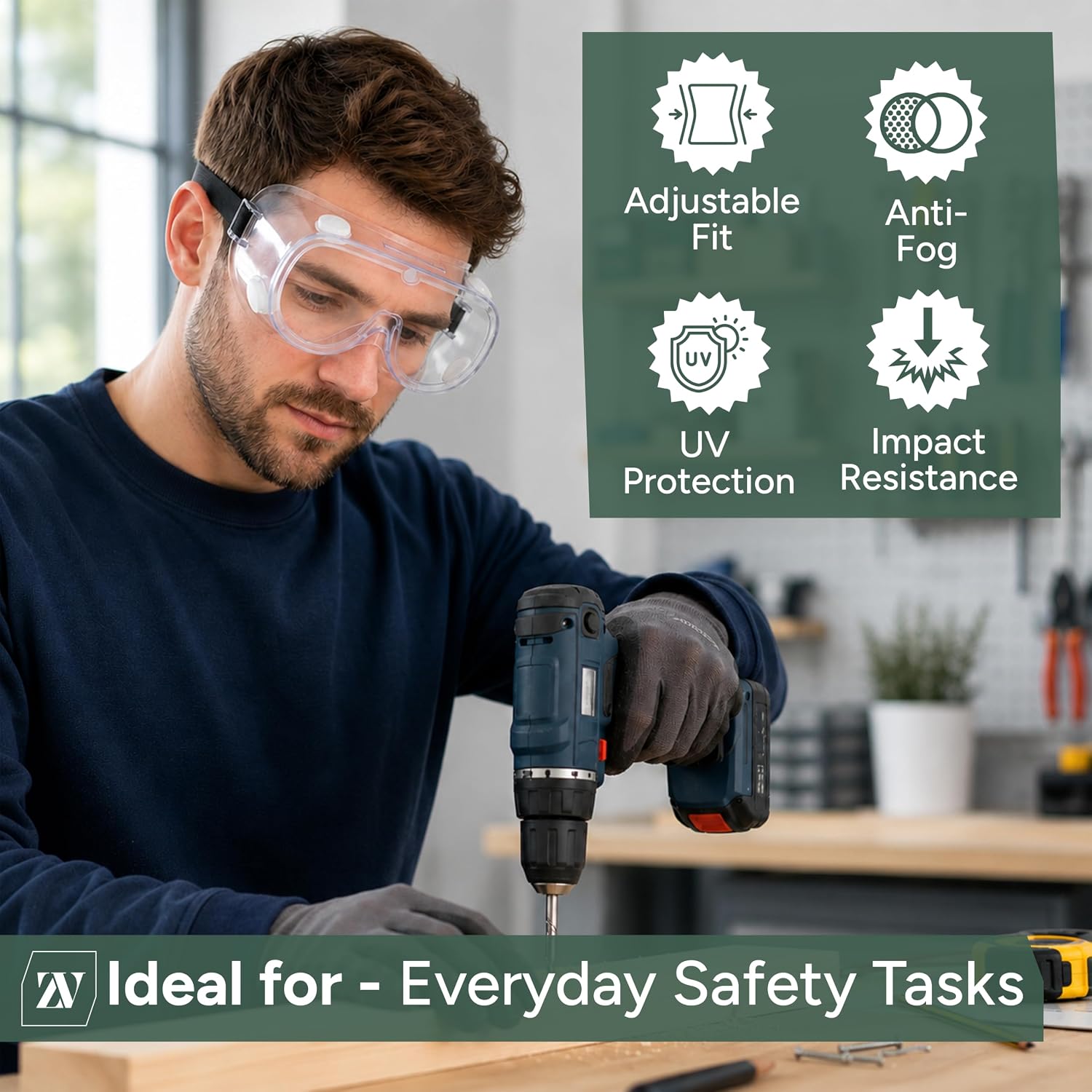 Zuvo Safety Goggles – Clear Anti-Fog Protective Glasses for Work, Lab, and DIY – Impact & Dust Resistant Eye Protection - Image 6