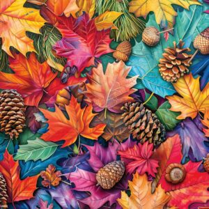 Ravensburger Autumn Riches 500 Piece Large Format Jigsaw Puzzle for Adults & Families – Colourful Autumn Leaves, Pinecones & Acorns – Relaxing Seasonal Puzzle Gift