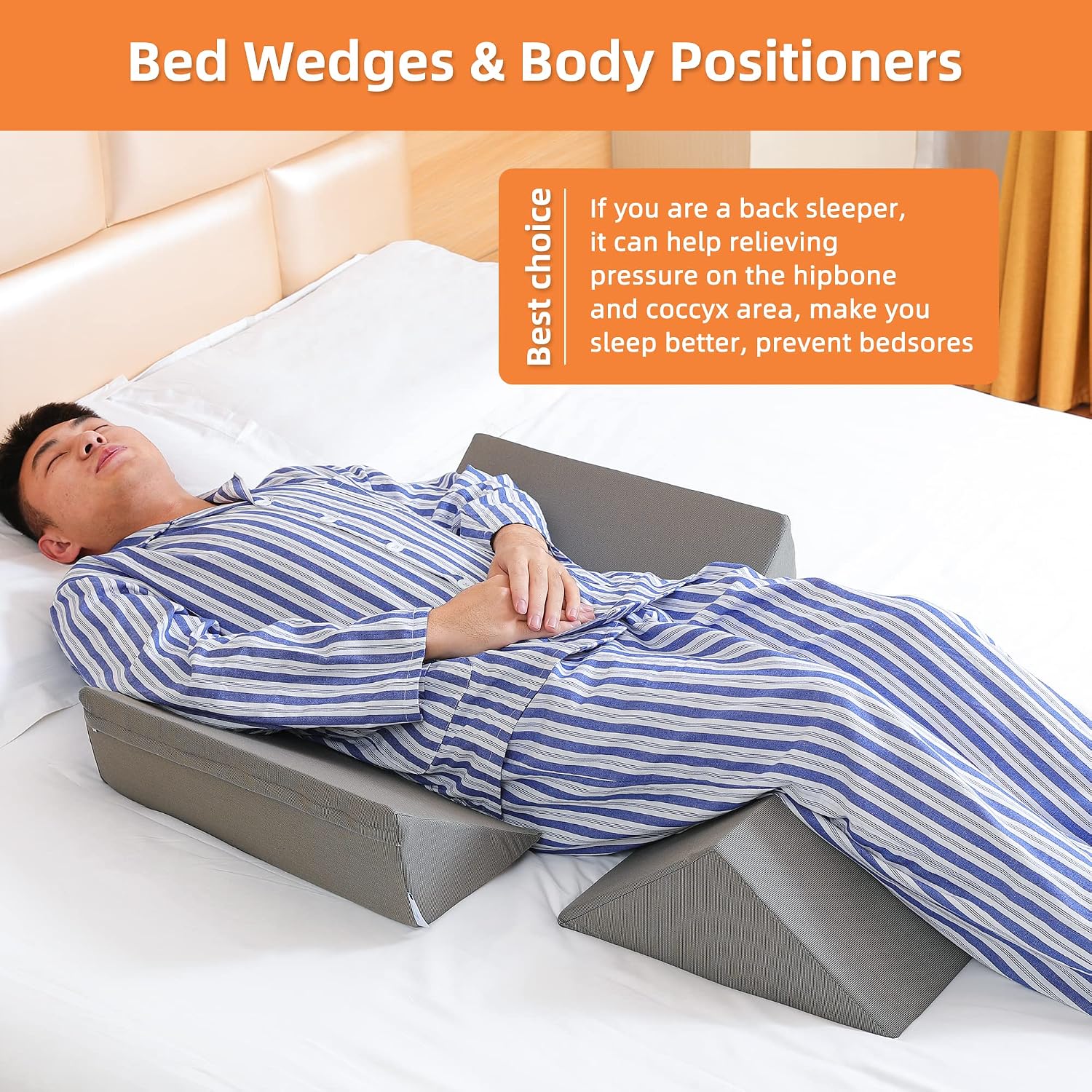 Fanwer Positioning Wedge Pillow for Side Sleeping (3 in 1),19.69",Grey - Image 3