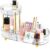 MOXYOY Makeup Organiser, 360° Rotating Compartment 2 In 1 Cosmetic Storage, perfume Organizers, Skincare Storage for Vanity, Bathroom,Bedroom (Clear)