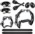 10 Pcs Black Tambourine Set, Include Large Hand Drum, 4 Jingle Tambourine, Rhythm Sticks, Egg Shakers, Wrist Bells, A Pair Maracas, Percussion Instrument Set for Party, Church