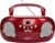 Groov-e Original Boombox – Portable CD Player with Bluetooth, Radio, 3.5mm Aux Port, & Headphone Socket – LED Display, 2 x 1.2W Speakers – Battery or Mains Powered – Red